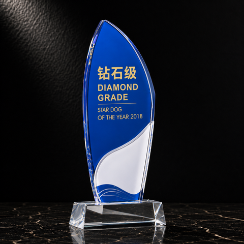 Blue Teardrop Crystal Award - custom crystal awards with your logo